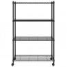 Estante almacenaje 4 niveles ruedas 90x35x142cm negro 200kg 3