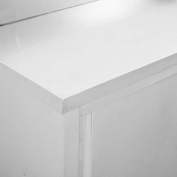 Mesa trabalho c/ portas correr 100x50x(95-97)cm aço inoxidável M 5