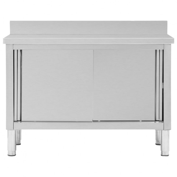 Mesa de trabajo puertas correderas acero inox 120x50x(95-97) cm M 4