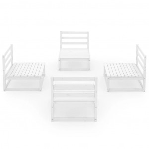 Set de salón de jardín de 4 piezas blanco madera maciza pino H