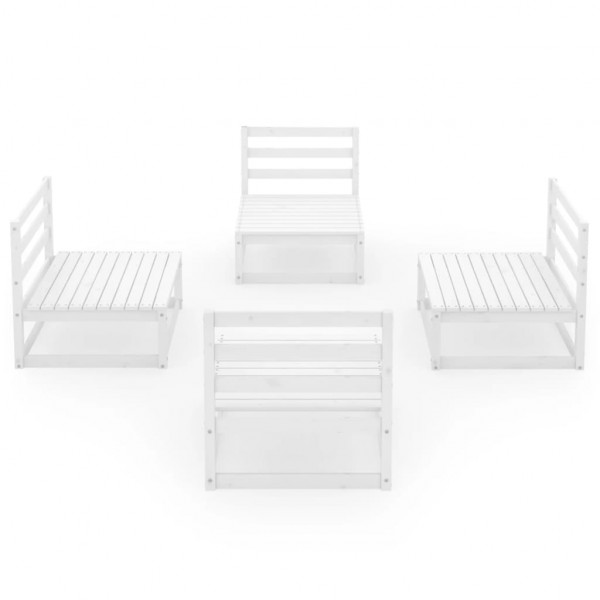 Set de salón de jardín de 4 piezas blanco madera maciza pino M 2