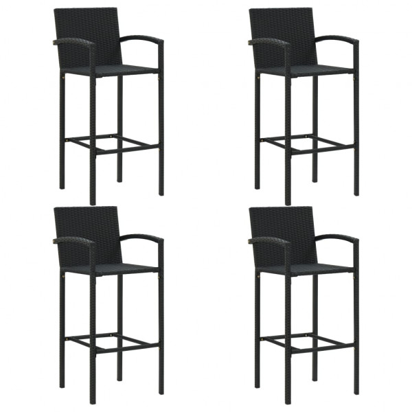 Conjunto de bar exterior c/ apoio de braços 5 pcs vime PE preto M 2
