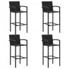 Conjunto de bar exterior c/ apoio de braços 5 pcs vime PE preto 2