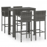 Set muebles bar jardín 5 pzas ratán sintético reposabrazos gris 1