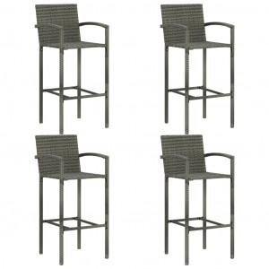 Set muebles bar jardín 5 pzas ratán sintético reposabrazos gris H