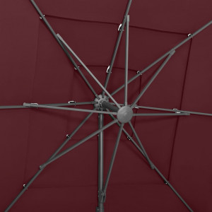 Sombrilla de 4 niveles con poste de aluminio burdeos 250x250 cm H