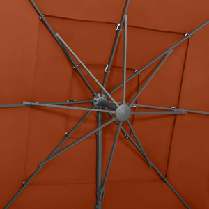 Sombrilla de 4 niveles con poste aluminio terracota 250x250 cm H