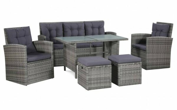 set muebles jardin material ratan