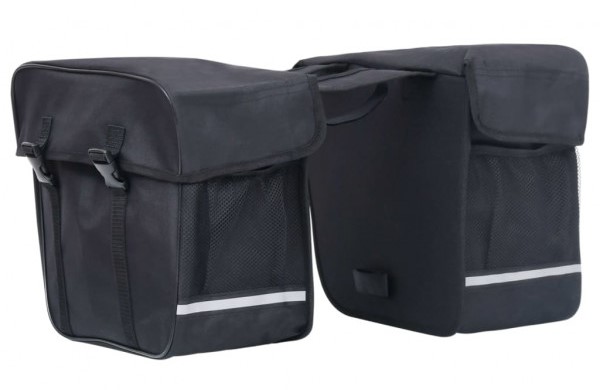 Bolsa doble para bicicleta alfroja impermeable 35L negra