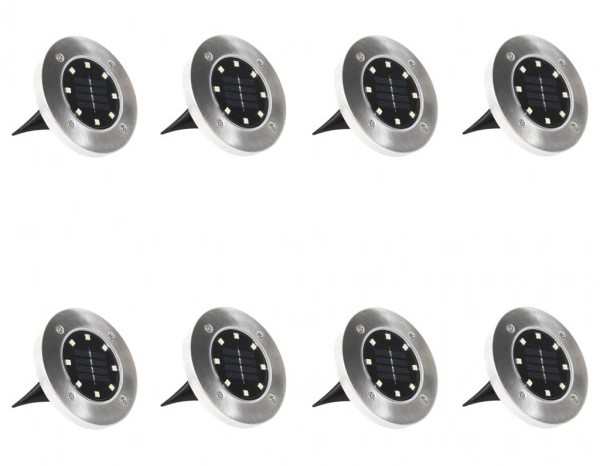 LÁMPARAS SOLARES DE SUELO 8 PIEZAS LED COLOR RGB