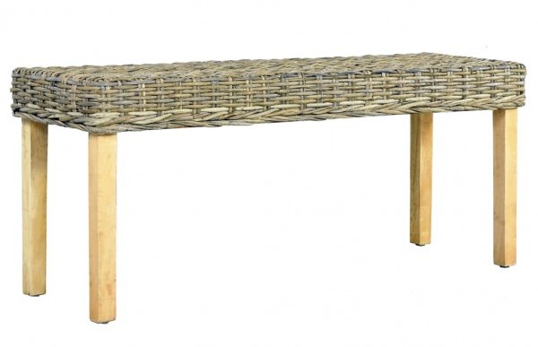 BANCO DE RATÁN KUBU NATURAL Y MADERA MACIZA DE MANGO 110 CM
